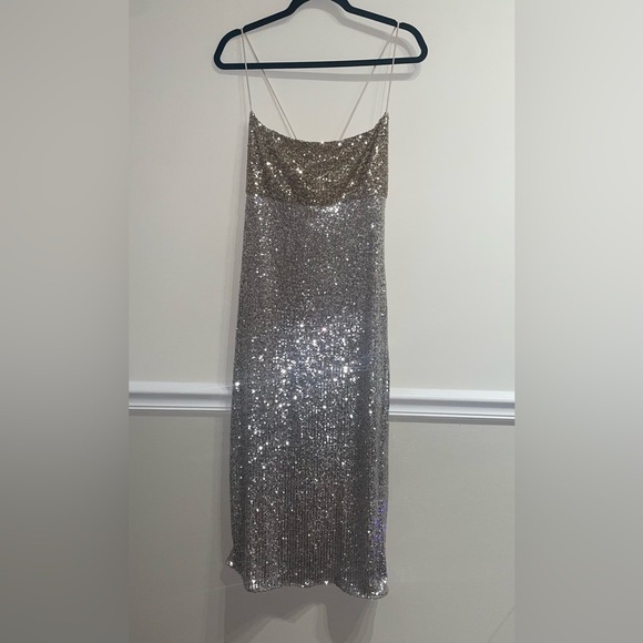 Sachin & Babi x Anthropologie Colorblocked Sequined Midi Dress 8 Petite - Picture 8 of 14